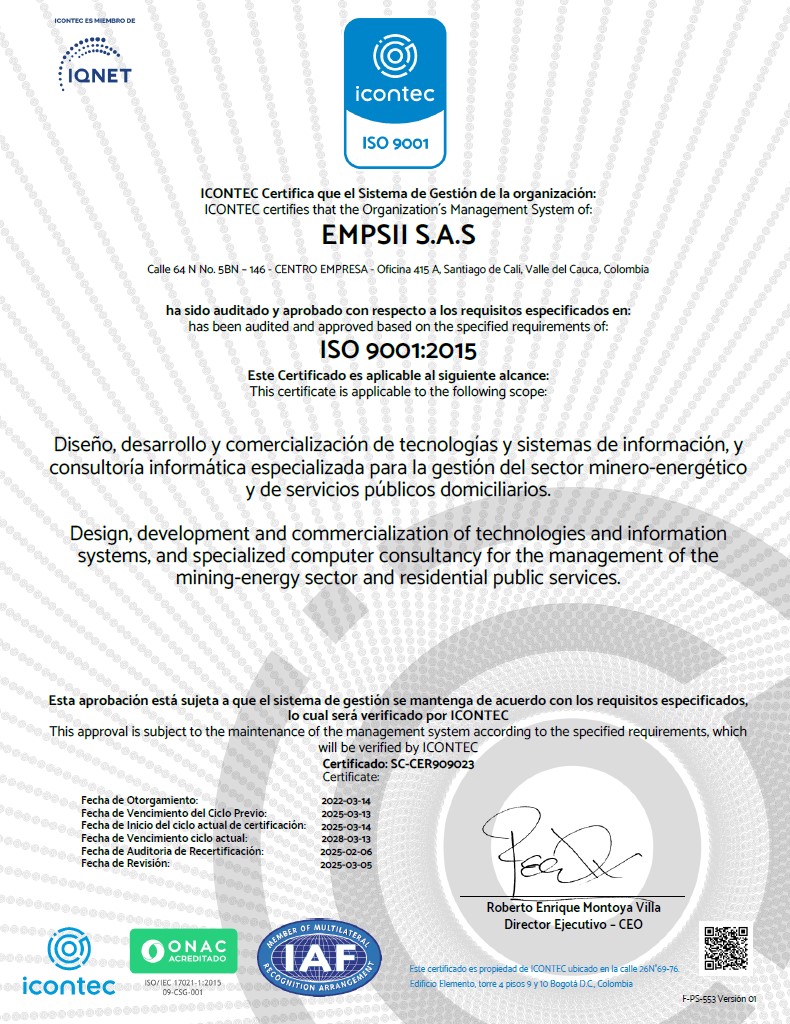 CERTIFICADO ISO 9001 2015 VIGENTE